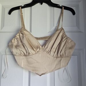 Brand New Champagne Satin Crop Top